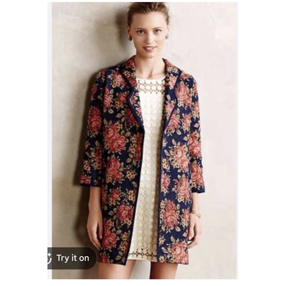 Anthropologie SEEN WORN KEPT floral Tapestry Open jacket size XS Renaissance